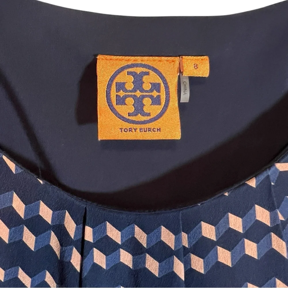 Tory Burch Women's Marlow Geometric Sleeveless Silk Sheath Dress Sz 8 - Picture 2 of 8